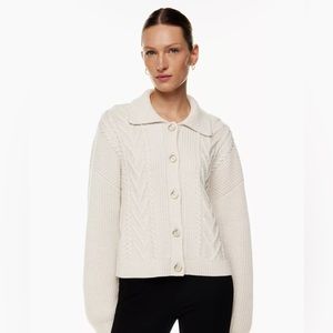 Aritzia Babaton Emporia cardigan, size small, Heather birch, merino wool